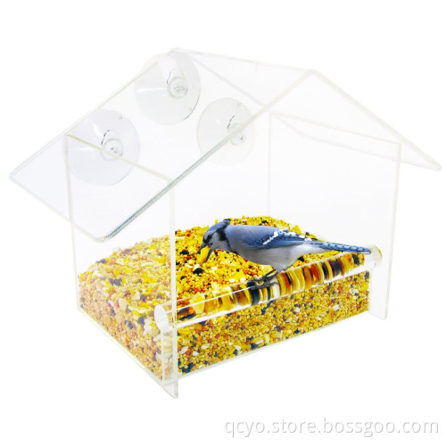 Window Bird Feeder by Yellow Beaks - High-Quality Clear Acrylic Bird Feeder with Strong All-Weather Suction Cups